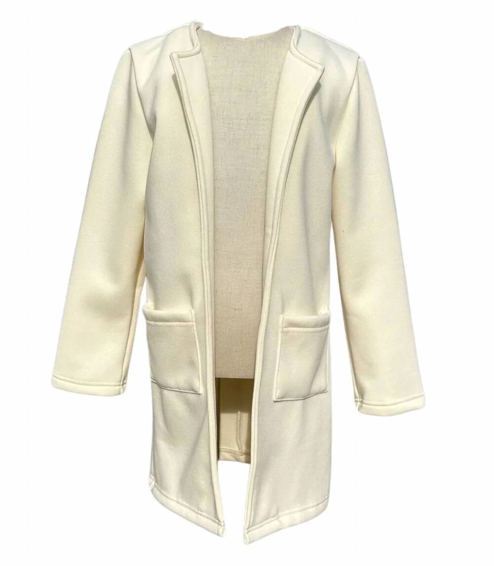NEW PLEAT girl's hadley cardigan coat in cream